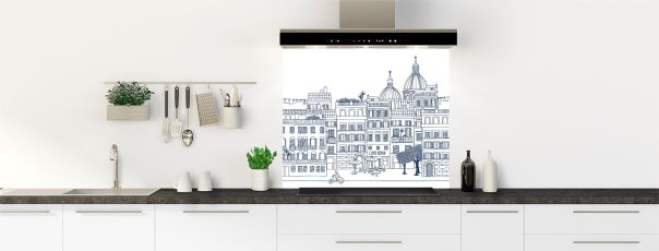 Crédence de cuisine Rome couleur Bleu nuit fond de hotte