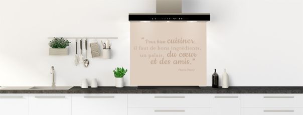 Crédence de cuisine Bien cuisiner couleur Grège fond de hotte