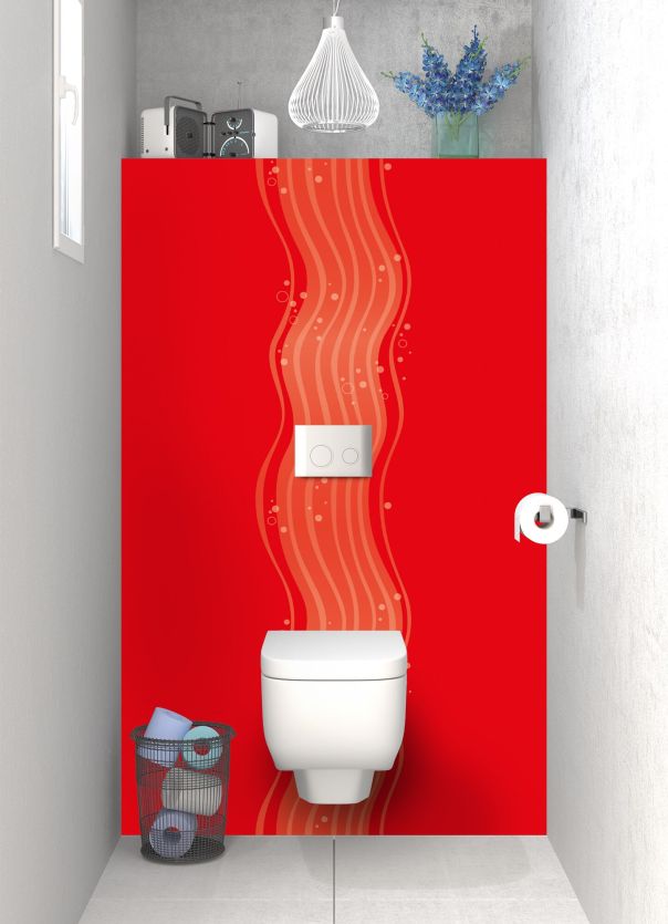 Panneau WC Vagues design couleur Rouge vermillon