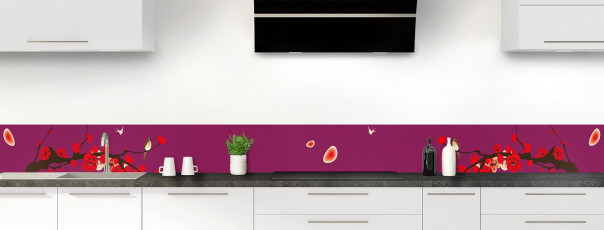 Crédence de cuisine Cerisier japonnais couleur prune dosseret motif inversé