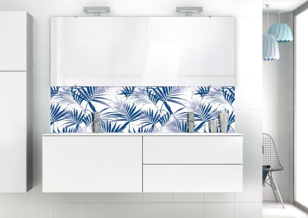 Panneau vasque Feuilles tropicales couleur Bleu électrique