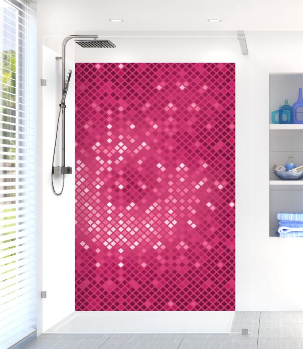 Panneau de douche Diamants brillants couleur Saphir rose motif inversé