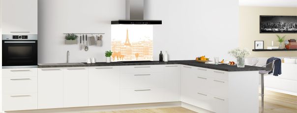 Crédence de cuisine Paris couleur Citrouille fond de hotte en perspective