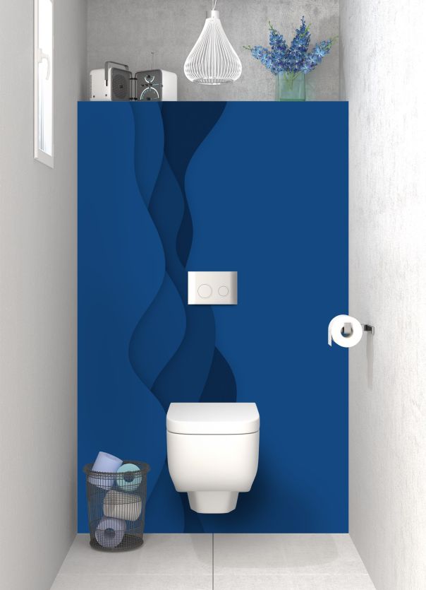 Panneau WC Vagues couleur Bleu électrique motif inversé