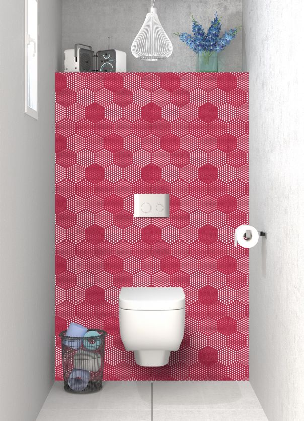 Panneau WC Camaïeu hexagone couleur Rose grenade