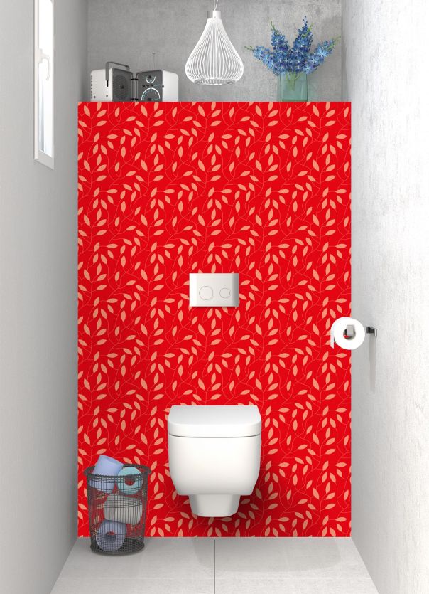 Panneau WC Rideau de feuilles  couleur Rouge vermillon