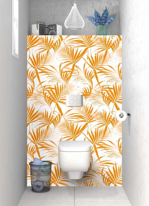 Panneau WC Feuilles tropicales couleur Citrouille