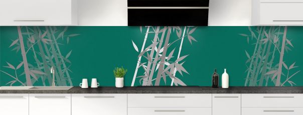 Crédence de cuisine Bambou zen couleur Vert jade panoramique