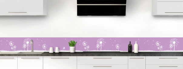 Crédence de cuisine Pissenlit au vent couleur parme dosseret motif inversé