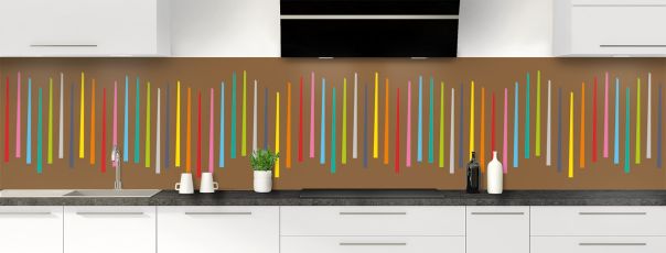 Crédence de cuisine Barres colorées couleur Cannelle panoramique motif inversé