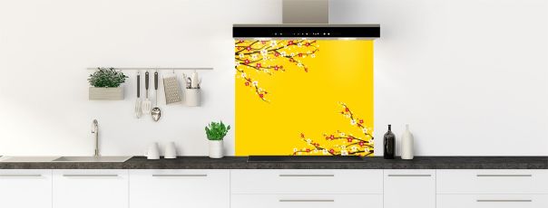 Crédence de cuisine Arbre fleuri couleur Mimosa fond de hotte