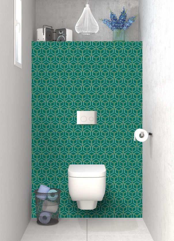 Panneau WC Mailles doré couleur Vert jade