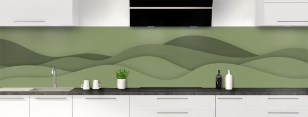 Crédence de cuisine Vagues couleur Vert sauge panoramique motif inversé