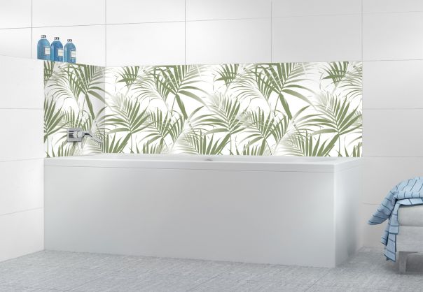 Panneau de bain Feuilles tropicales couleur Vert sauge