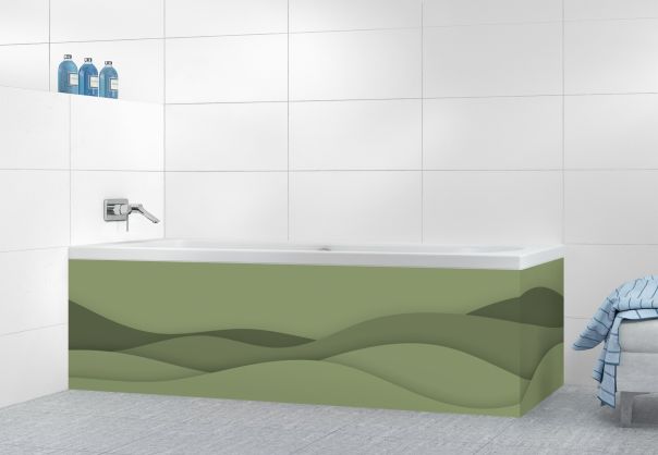 Panneau tablier de bain Vagues couleur Vert sauge motif inversé