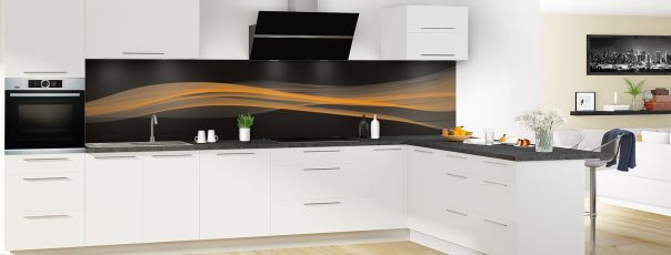 Crédence de cuisine Lignes design couleur Citrouille panoramique motif inversé en perspective