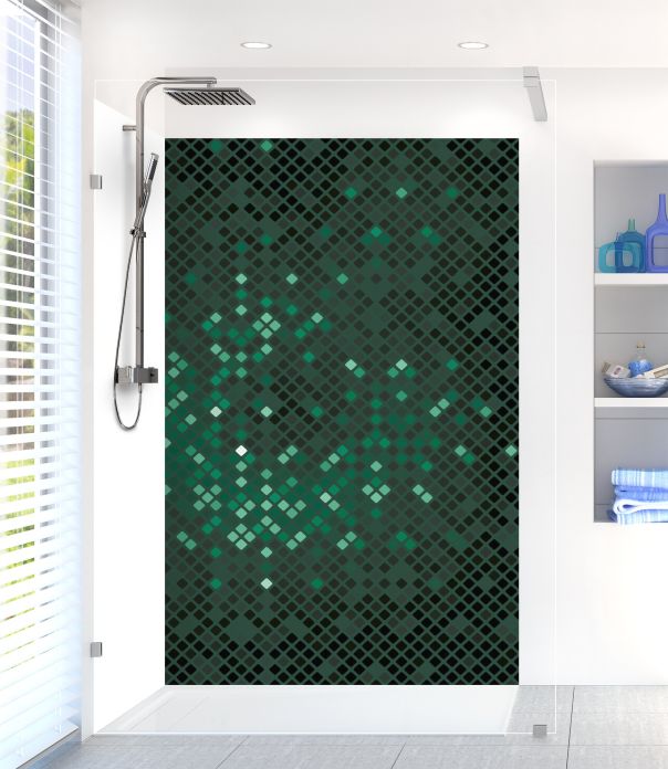 Panneau de douche Diamants brillants couleur Vert avocat motif inversé