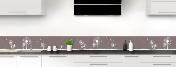 Crédence de cuisine Pissenlit au vent couleur taupe dosseret motif inversé