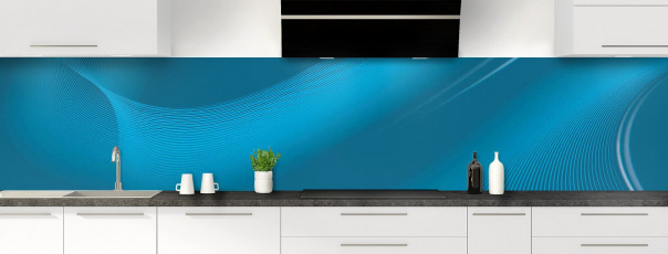 Crédence de cuisine Volute couleur bleu baltic panoramique