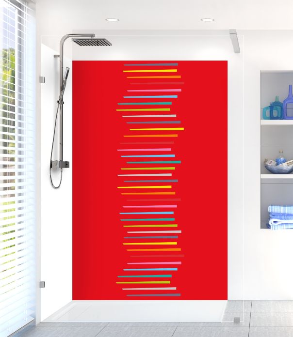 Panneau de douche Barres colorées couleur Rouge vermillon