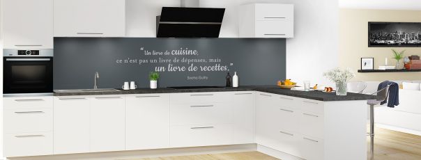 Crédence de cuisine Livre de recettes couleur Gris anthracite panoramique en perspective