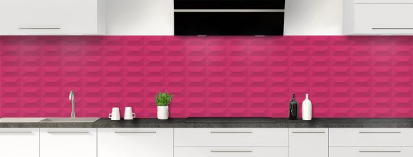 Crédence de cuisine Briques en relief couleur Saphir rose panoramique