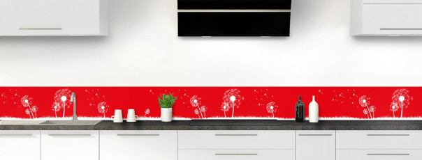 Crédence de cuisine Pissenlit au vent couleur rouge vif dosseret motif inversé