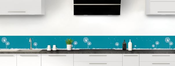 Crédence de cuisine Pissenlit au vent couleur Bleu paon frise motif inversé