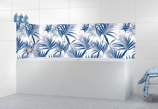 Panneau de bain Feuilles tropicales couleur Bleu électrique