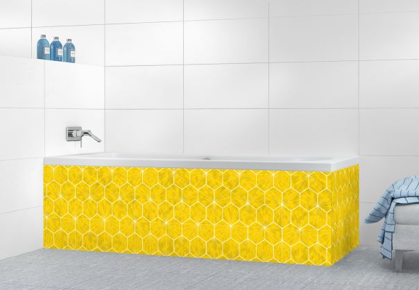 Panneau tablier de bain Carreaux de ciment hexagonaux couleur Mimosa