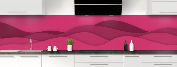 Crédence de cuisine Vagues couleur Saphir rose panoramique motif inversé