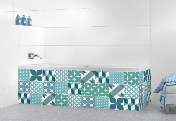 Panneau tablier de bain Carreaux de ciment patchwork Vert