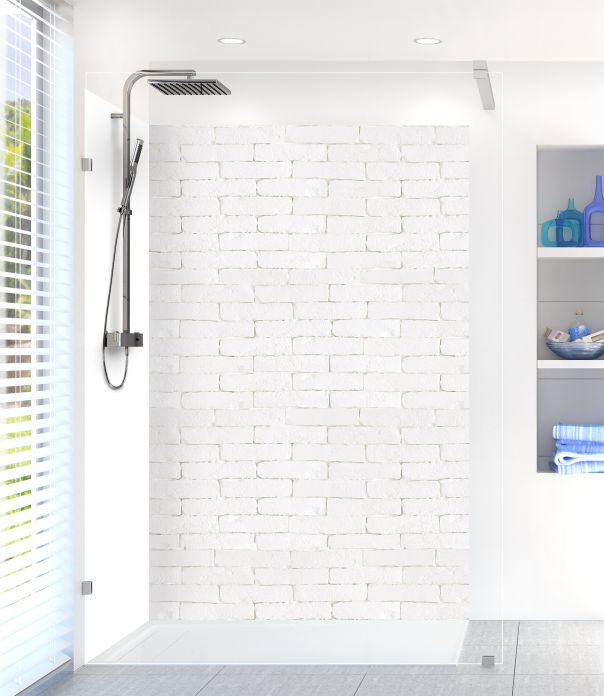 Panneau de douche Mur briques blanches