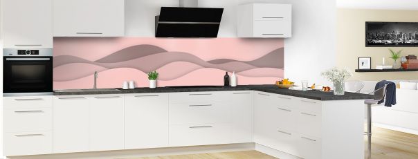 Crédence de cuisine Vagues couleur Quartz rose panoramique en perspective