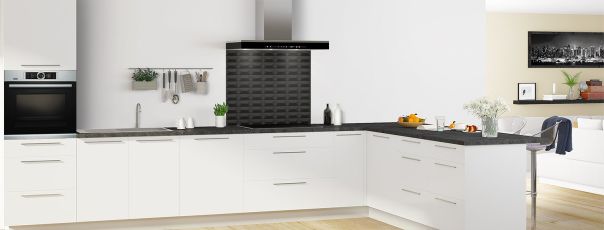 Crédence de cuisine Briques en relief couleur Noir fond de hotte en perspective