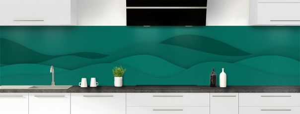 Crédence de cuisine Vagues couleur Vert jade panoramique motif inversé