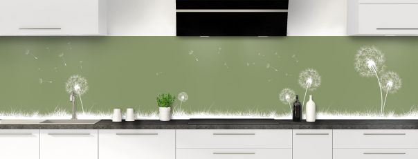Crédence de cuisine Pissenlit au vent couleur Vert sauge panoramique motif inversé