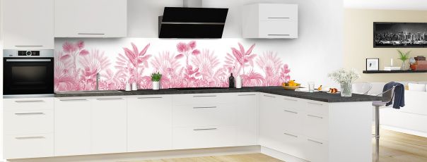 Crédence de cuisine Forêt tropicale couleur Saphir rose panoramique en perspective