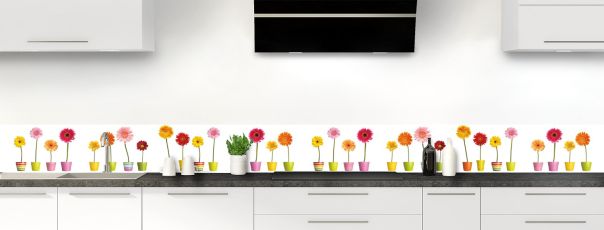 Crédence de cuisine Fleurs et pots colorés frise motif inversé