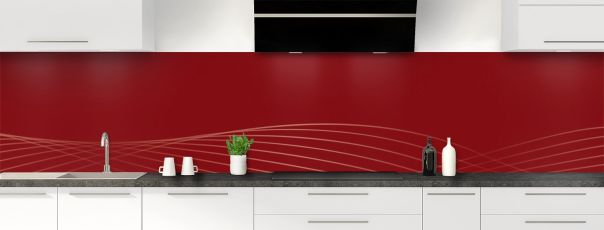 Crédence de cuisine Courbes couleur Rouge grenat panoramique motif inversé