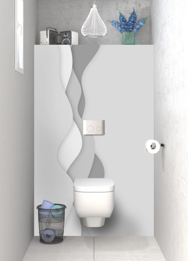 Panneau WC Vagues couleur Gris perle motif inversé