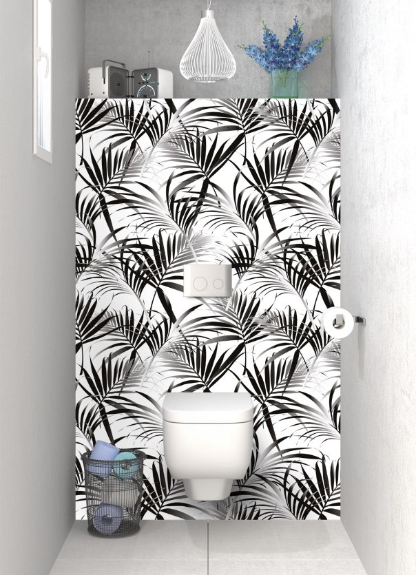 Panneau WC Feuilles tropicales couleur Noir