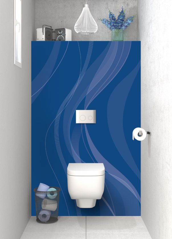 Panneau WC Voilage couleur Bleu électrique motif inversé
