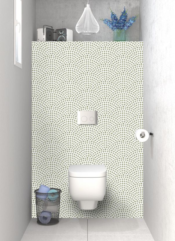 Panneau WC Mosaïque petits cœurs couleur Vert sauge