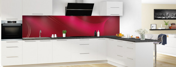 Crédence de cuisine Volute couleur rouge pourpre panoramique motif inversé en perspective