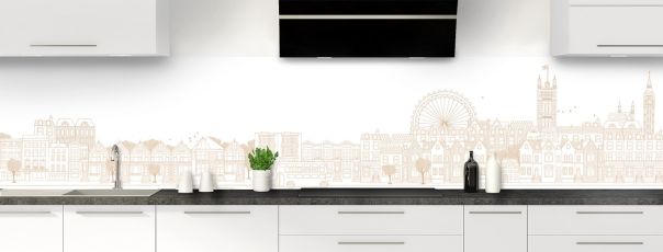 Crédence de cuisine Londres couleur Coquille d'oeuf panoramique motif inversé