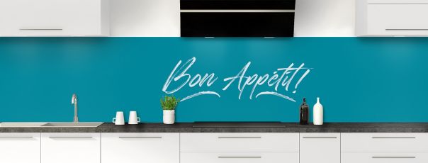 Crédence de cuisine Bon appétit couleur Bleu paon panoramique