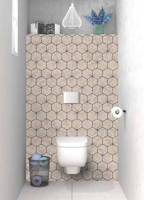 Panneau WC Carreaux de ciment hexagonaux couleur Grège