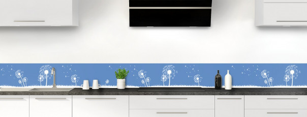Crédence de cuisine Pissenlit au vent couleur bleu lavande dosseret motif inversé