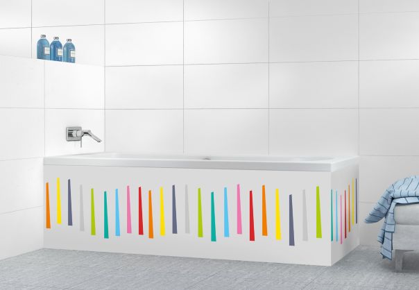 Panneau tablier de bain Barres colorées couleur Gris perle